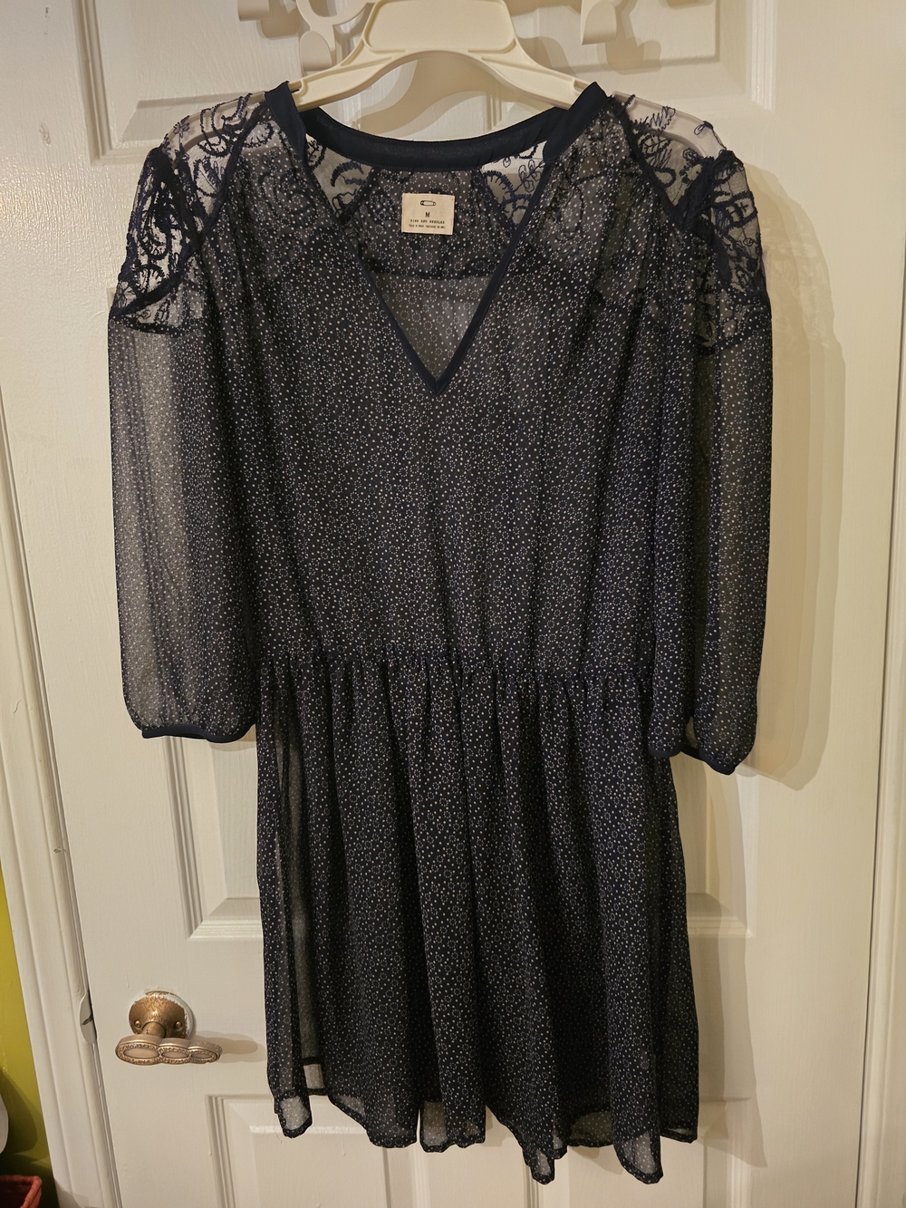 Black Lace-Shoulder V-Neck Mini Dress